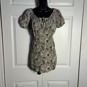 Vintage Take Nine Maternity Shirt Women S Beige Brown Babydoll Short Sleeve Top
